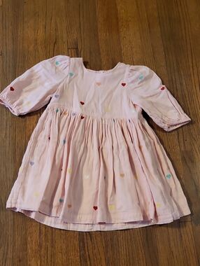 Pink Chicken Light Pink Heart-Embroidered Dress
